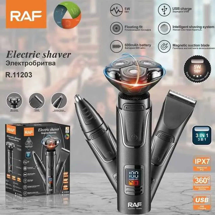 RAF 3 in 1 Rechargeable Shaver with Floating Magnetic Blade